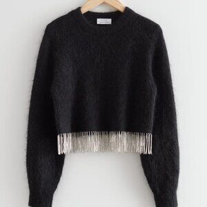 Diamanté Fringed Cropped Jumper